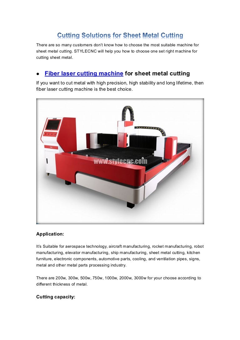 Cutting solutions for sheet metal cutting