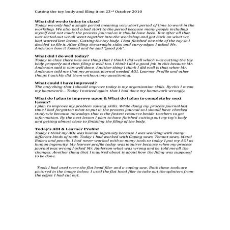 Cutting the toy body shape and filing it on 21st october 2010