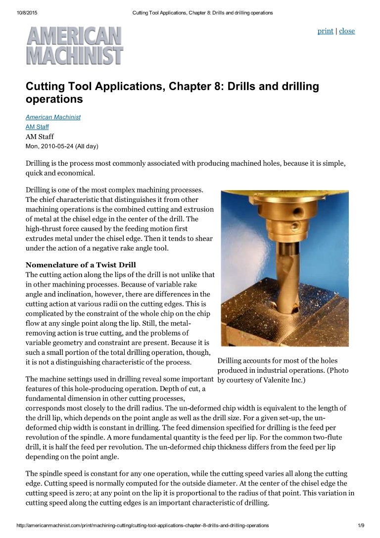 Cutting tool applications, chapter 8 drills and drilling operations