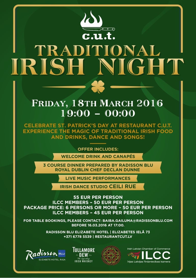 Traditional Irish Night with the chef from Dublin in Riga