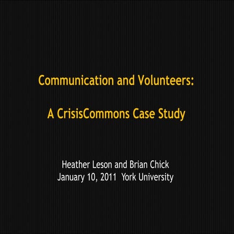 Communication and Volunteers 
