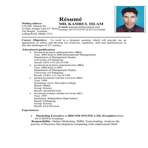 Final Cv With Photo | DOC