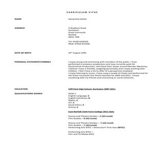 Samantha Cattee's CV