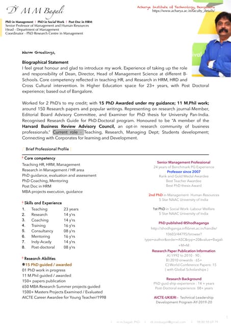 MM Bagali / Academic Work / 2020