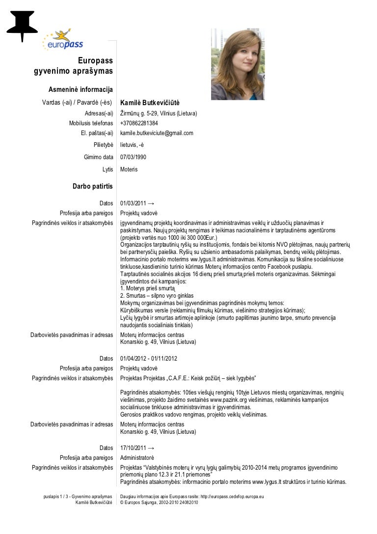 cv butkevičiūtė europass template cv
