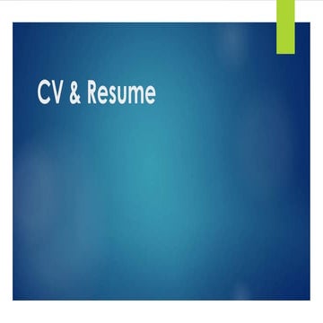 CV and Resume