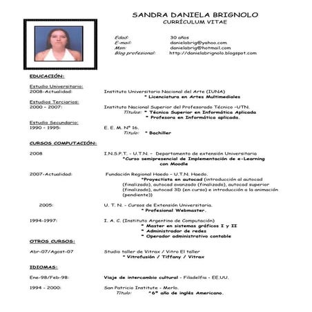 Cv Daniela Brignolo Blog