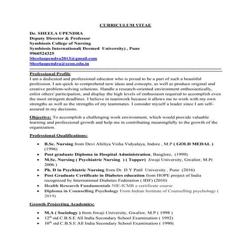 CV -Dr. sheela Upendra (2).pdf dzggxgfchv | PDF