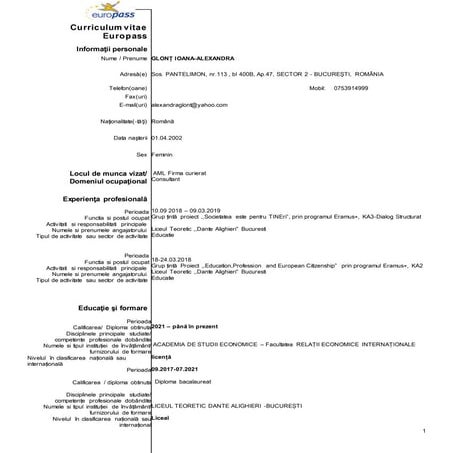 Cv   glont ioana alexandra