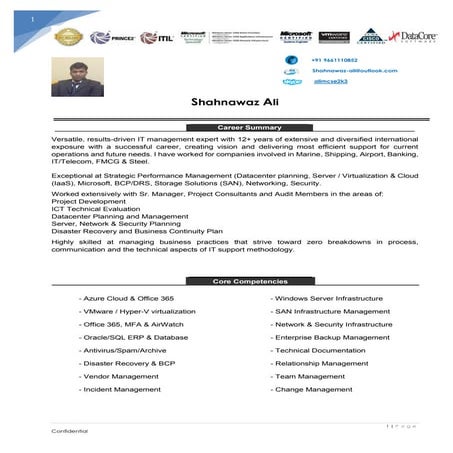 CV  it infrastructure - shahnawaz ali