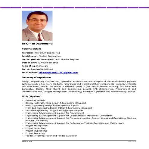 Cv   mr. orhan degermenci (lead pipeline engineer)
