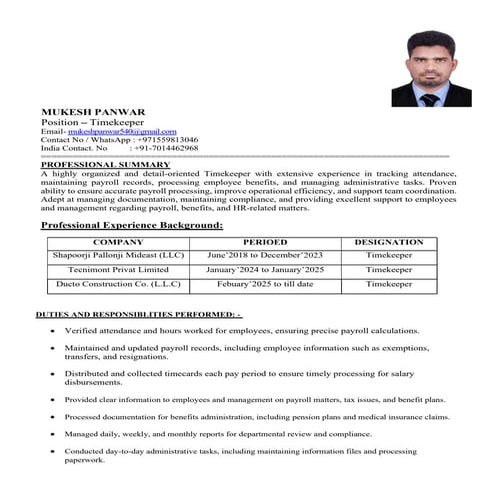 Timekeeper at Dutco Construction Co. LLC | PDF