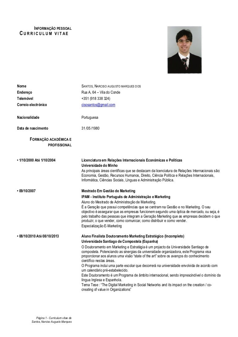 Cv Narciso Portugues