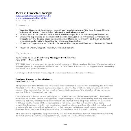 Peter Coeckelbergh CV