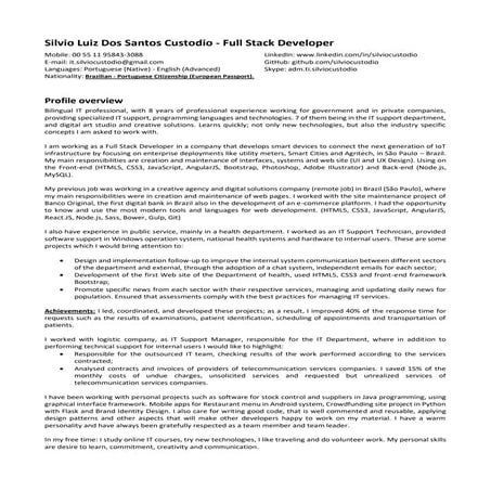 CV - Silvio Custodio-January-2018