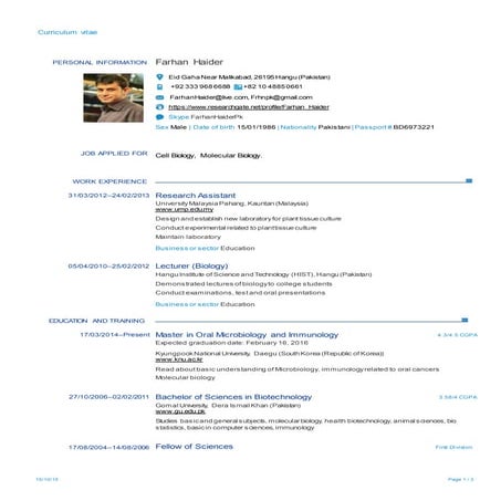 Cv 1 sample | DOCX