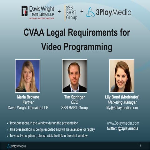 CVAA Legal Requirements for Video Programming