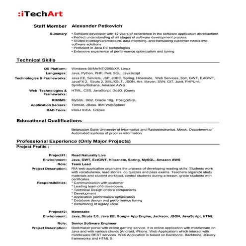 CV Alexander Petkevich