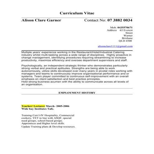 Cv alison garner sept 2016