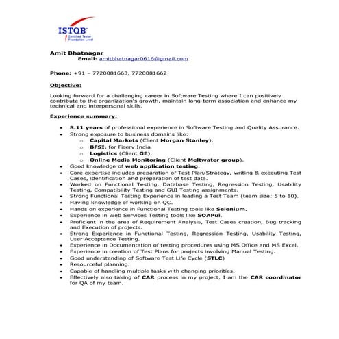 Cv amit bhatnagar QA 9 yrs