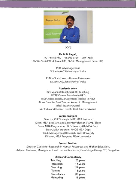 Mm Bagali Cv Phd Hr Hrm Hrd Professional School