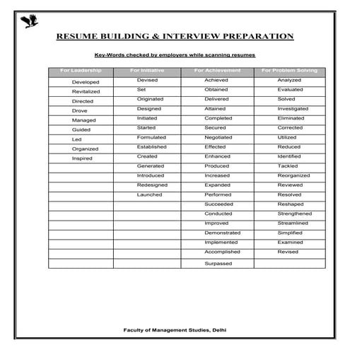 Resume Worksheet | DOC