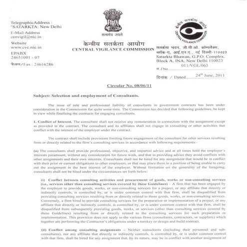 Cvc guidelines on selection and employment of consultants | PDF