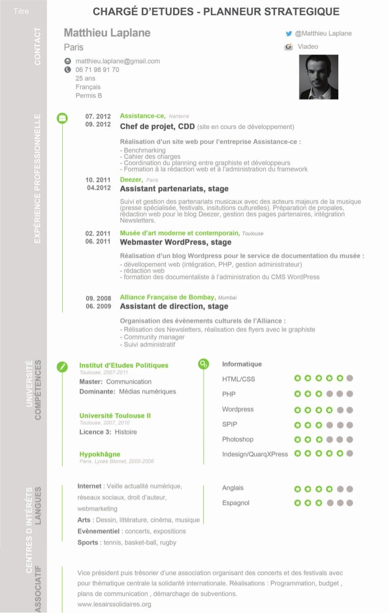 Exemple de CV charge d'etudes media