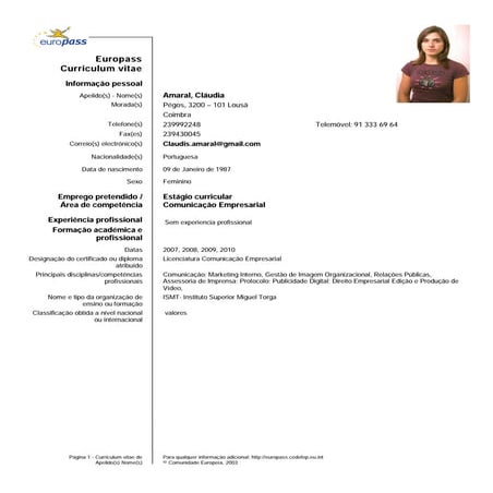 Cv Claudia Amaral | PDF