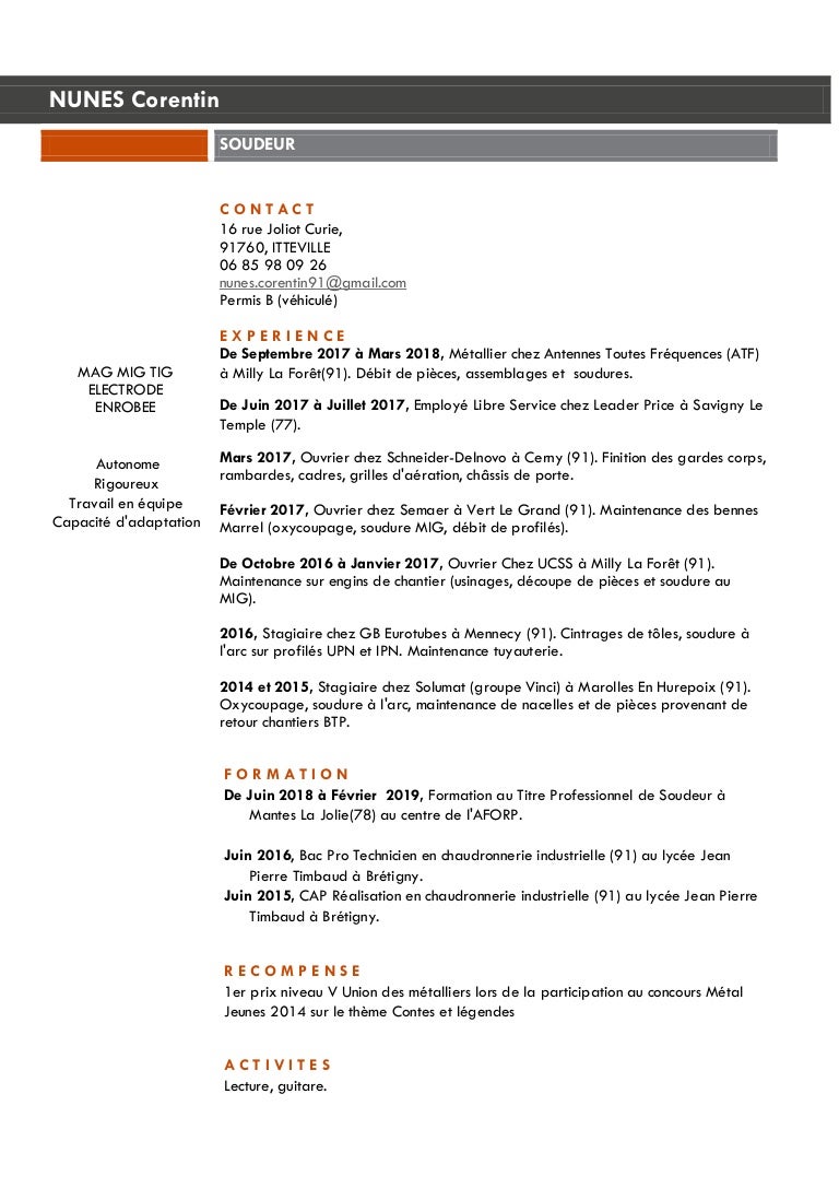 Cv Corentin Nunes Nouv