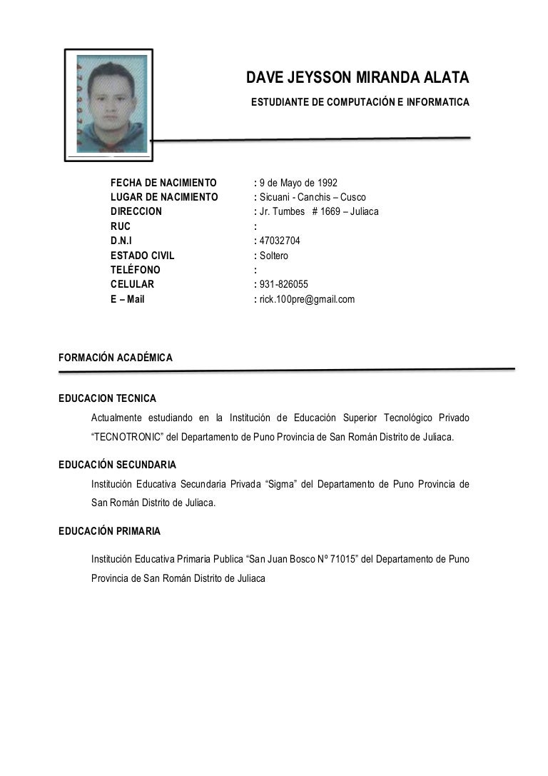 Mi curriculum vitae picture