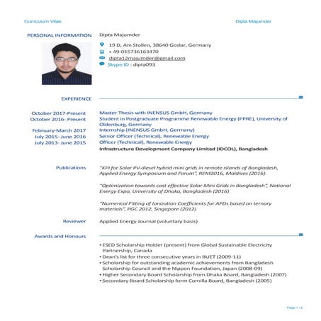 CV of Dipta Majumder
