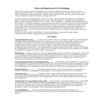 Cv D Os & Don Ts