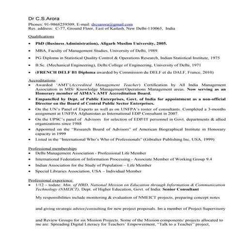 CV  Dr CSArora