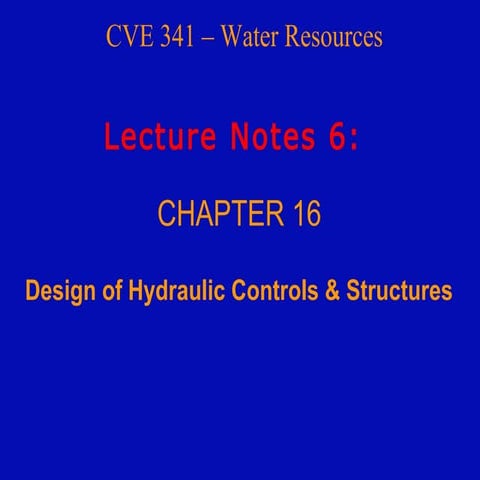 design of hydraulic  controls and structures