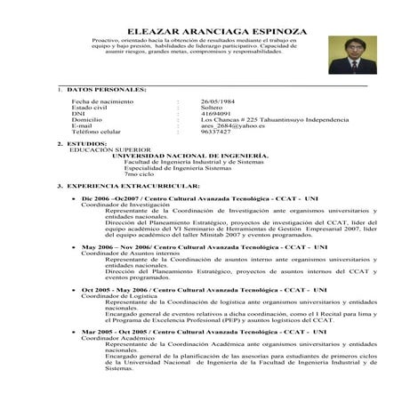 Cv Eleazar A
