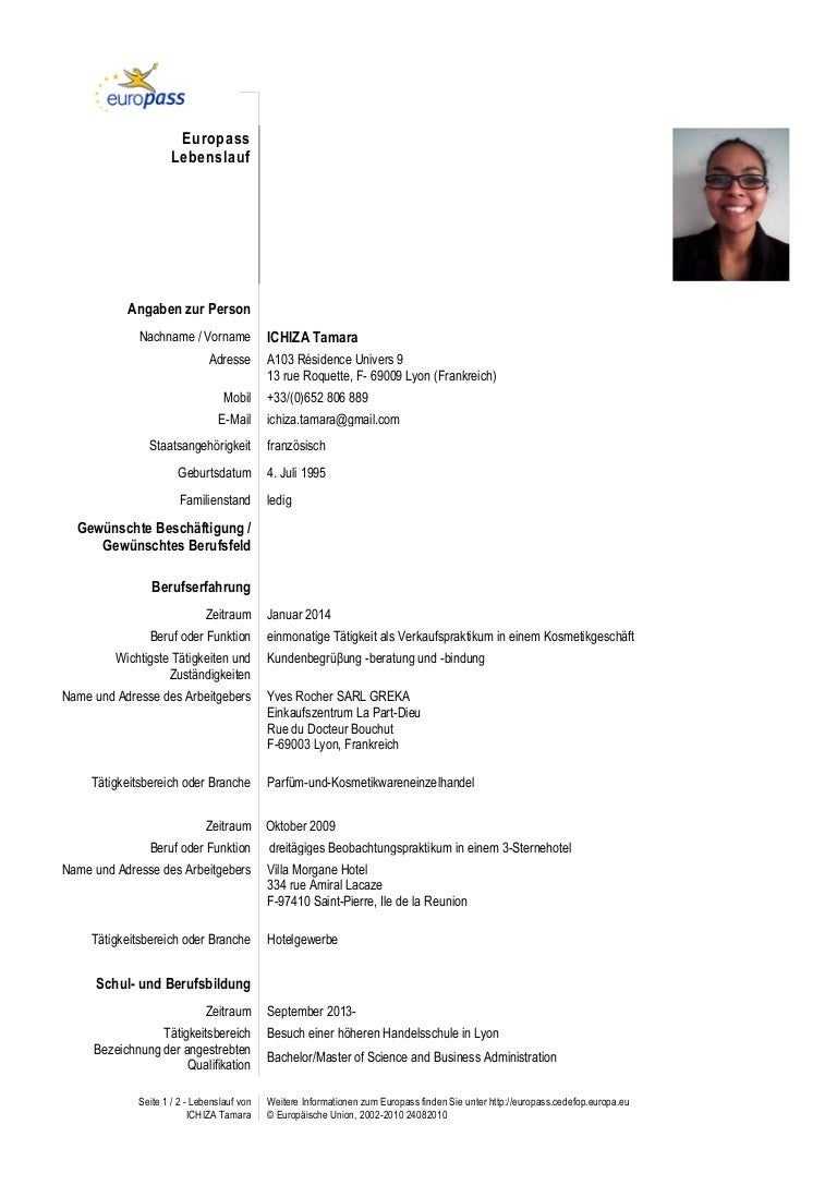 Cv Europass De Allemand Ichiza Tamara Cv Europass De Allemand Ichiza Tamara