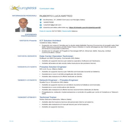 CV Ruberto Luca Matteo: ICT Solution Architect (ITA)