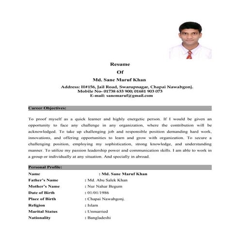 Final Cv With Photo | DOC