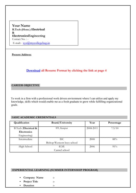 Cv format download in ms word 2007
