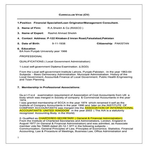 Resume - PwC Pakistan | PDF