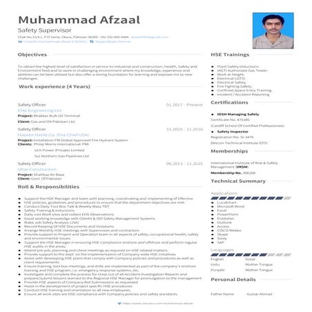 Cv for safety officer