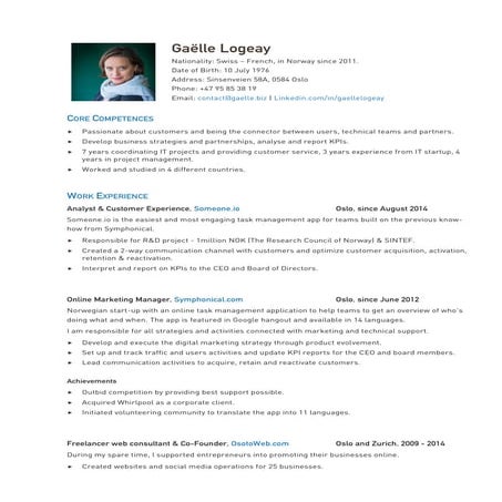 CV Gaelle Logeay - Project Manager & Customer Relations