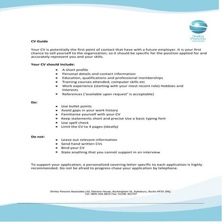 Tips For Writing A CV | ODP