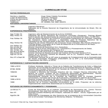 Cv hugo cataldo senador 2012