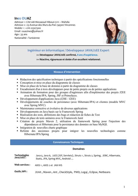 Cv ines ouaz