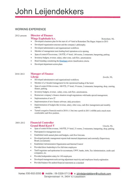 Curriculum vitae John leijendekkers