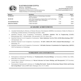 Cv kaushalesh gupta