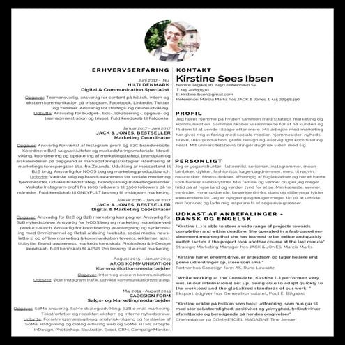 CV Kirstine Søes Ibsen - Dansk version/Danish version | PDF