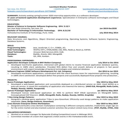 CV laxmikant bhaskarpandhare